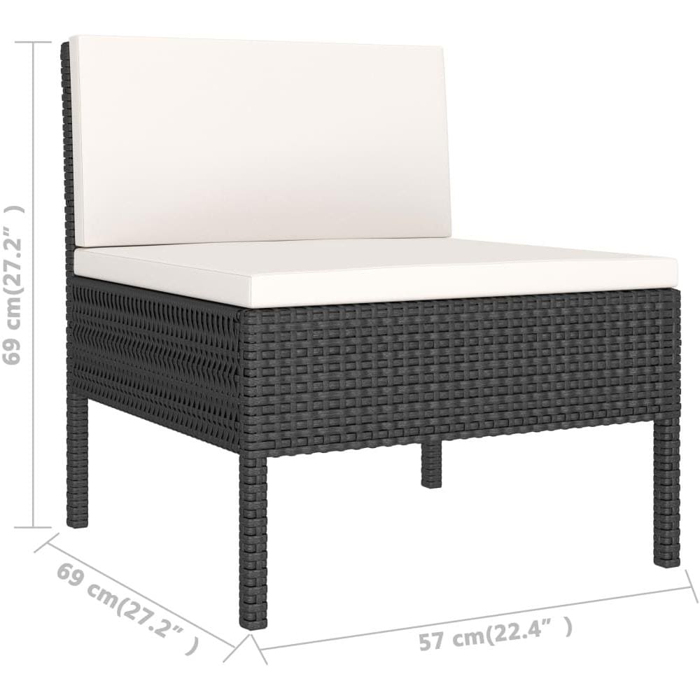 Set Divani da Giardino 3 pz con Cuscini in Polyrattan Nero - Foto 6