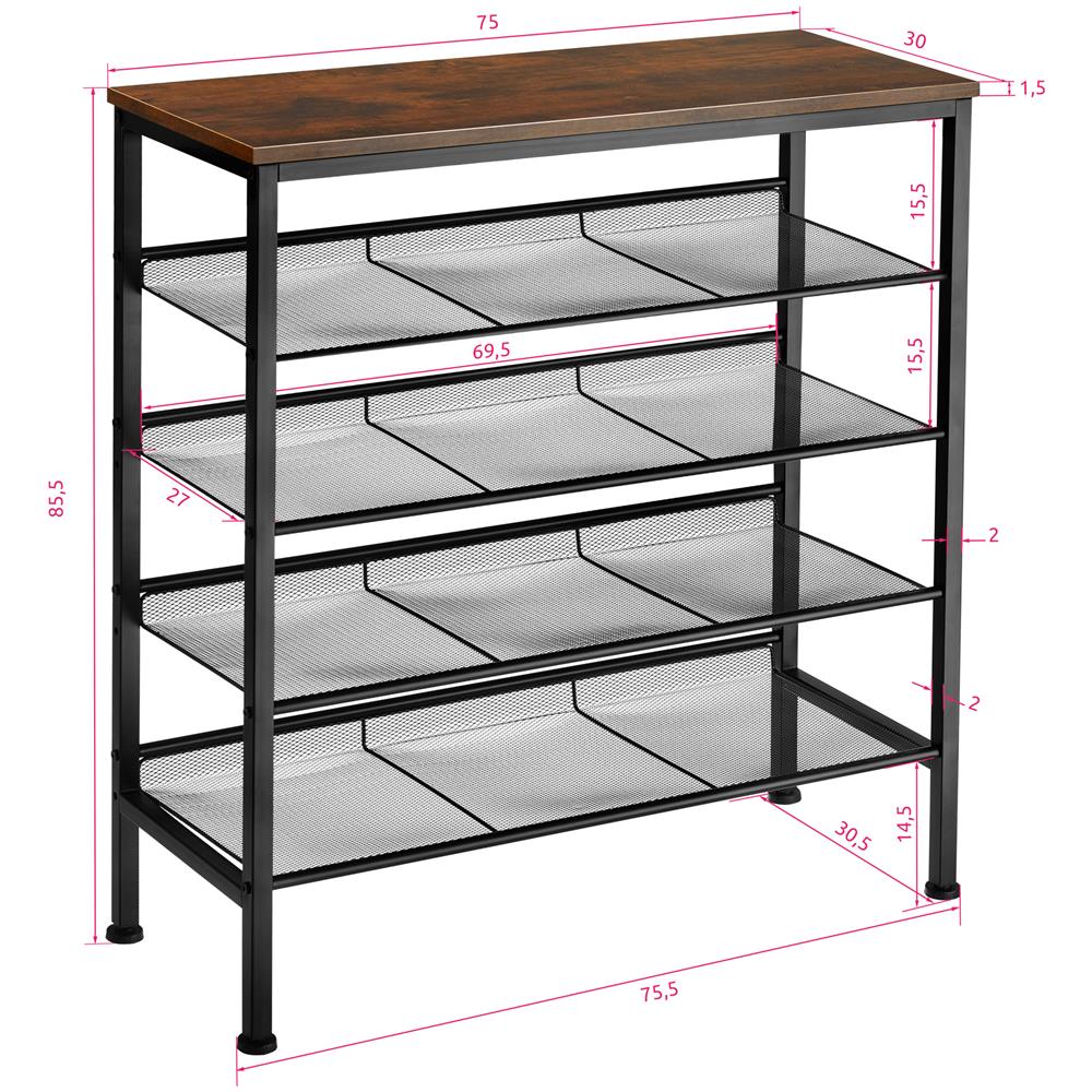 Scarpiera Bournemouth 75,5 X 30,5 X 85,5 Cm - Industriale Scuro - Foto 7