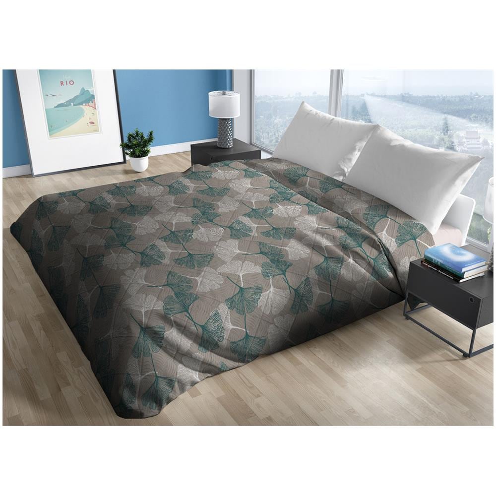 Trapuntino Piumino Estivo Primaverile 100gr mq Made Italy Dis. Ginko Matrimoniale Verde - Foto 1