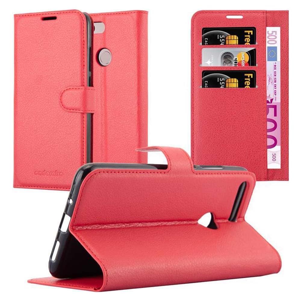 Custodia Compatibile Con Zte Nubia N3 In Rosso Carminio - Coperchio Protettiva Con Chiusura Magnetica, Funzione Stand E Tasca Per Le Carte - Foto 1