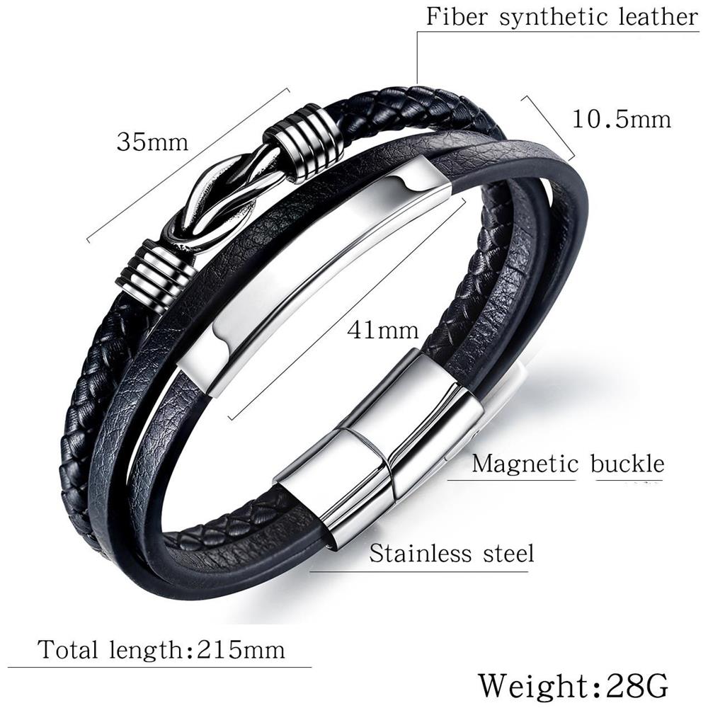 Bracciale In Pelle Intrecciata Da Uomo Nero - Foto 2