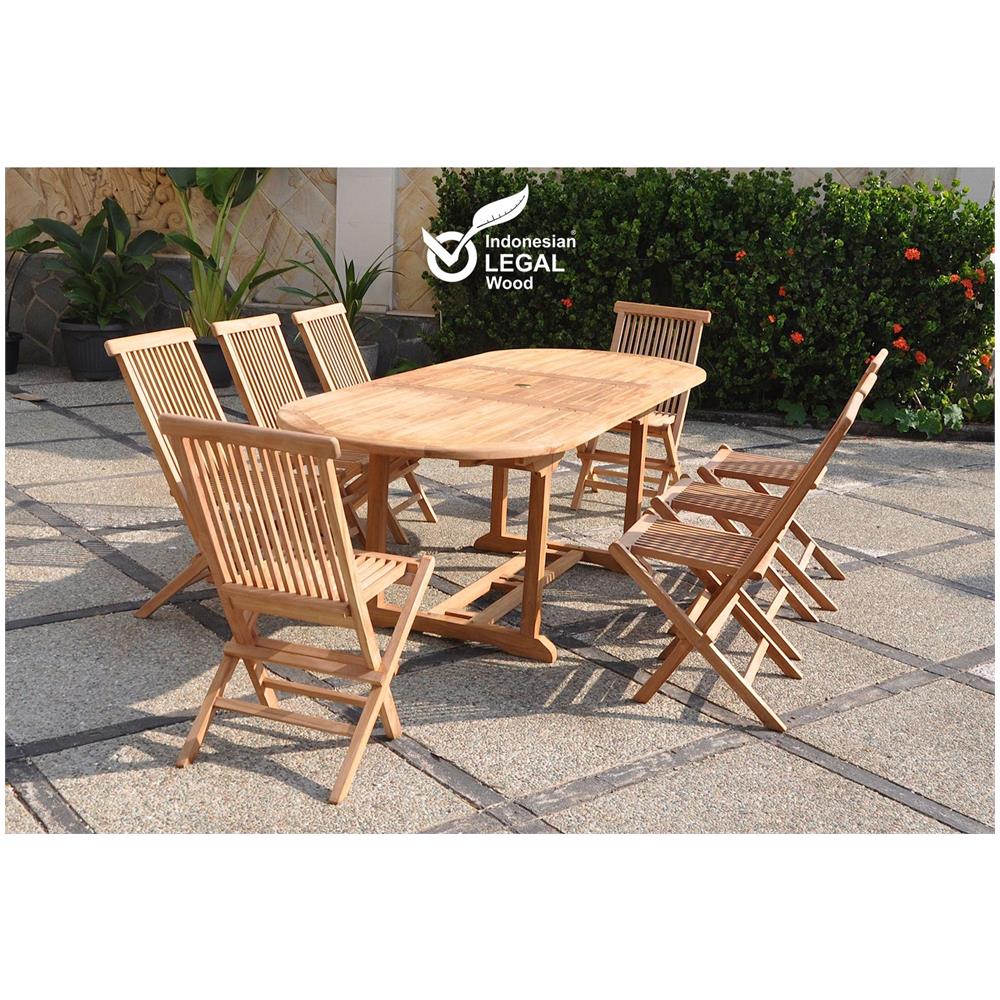 Tavolo Da Giardino Ovale E 8 - 10 Sedie In Teak Kajang - Foto 1