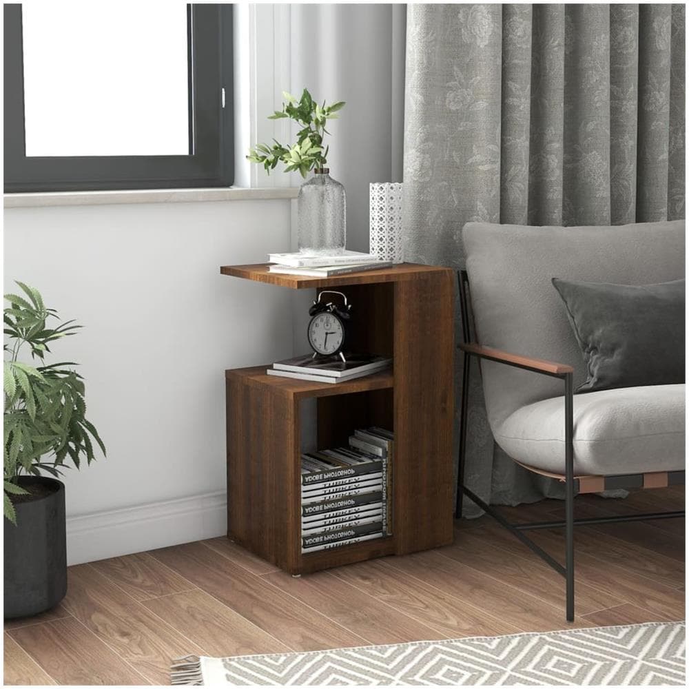 Tavolino Da Salotto Rovere Marrone 36x30x56cm Legno Multistrato - Foto 1