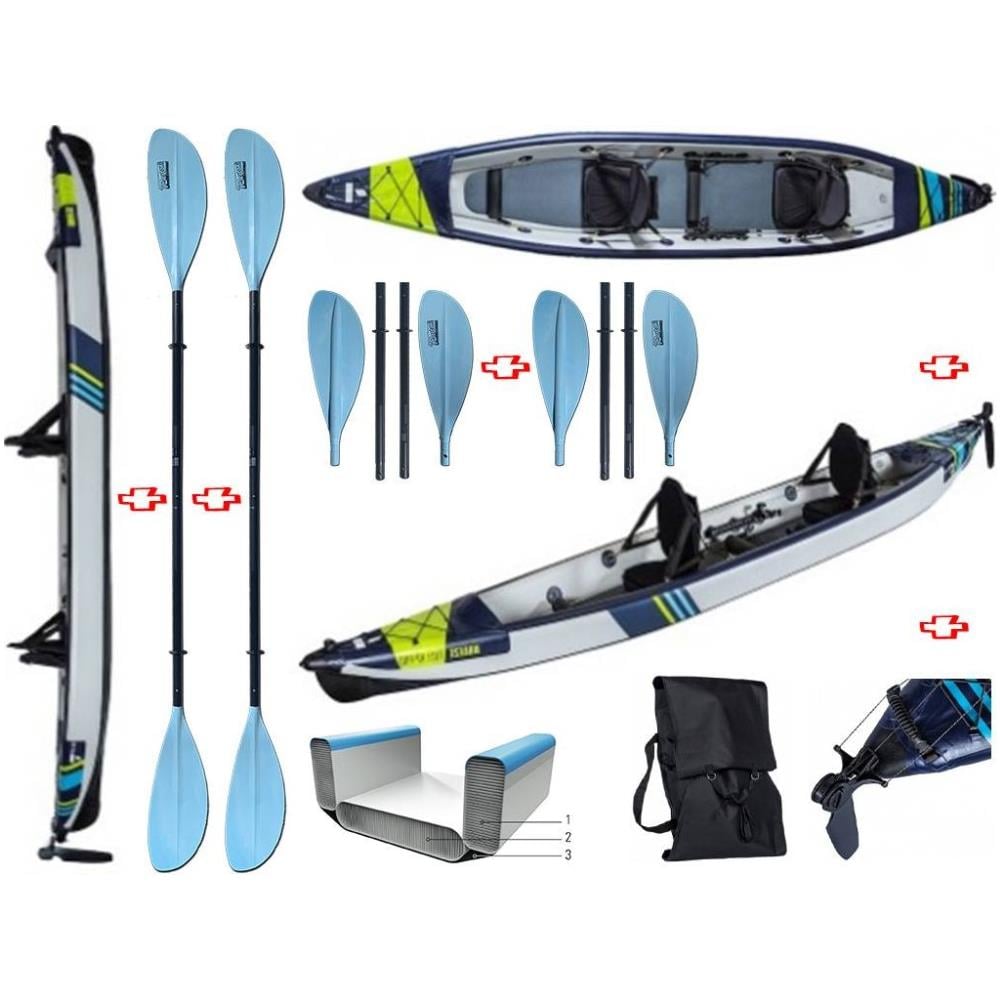 Canoa Gonfiabile Air Breeze Full Hp 2 Pro 108219 + 2 Pagaie Touring-4 Div. In 4 Parti Tahe / Bic Sport - Foto 1