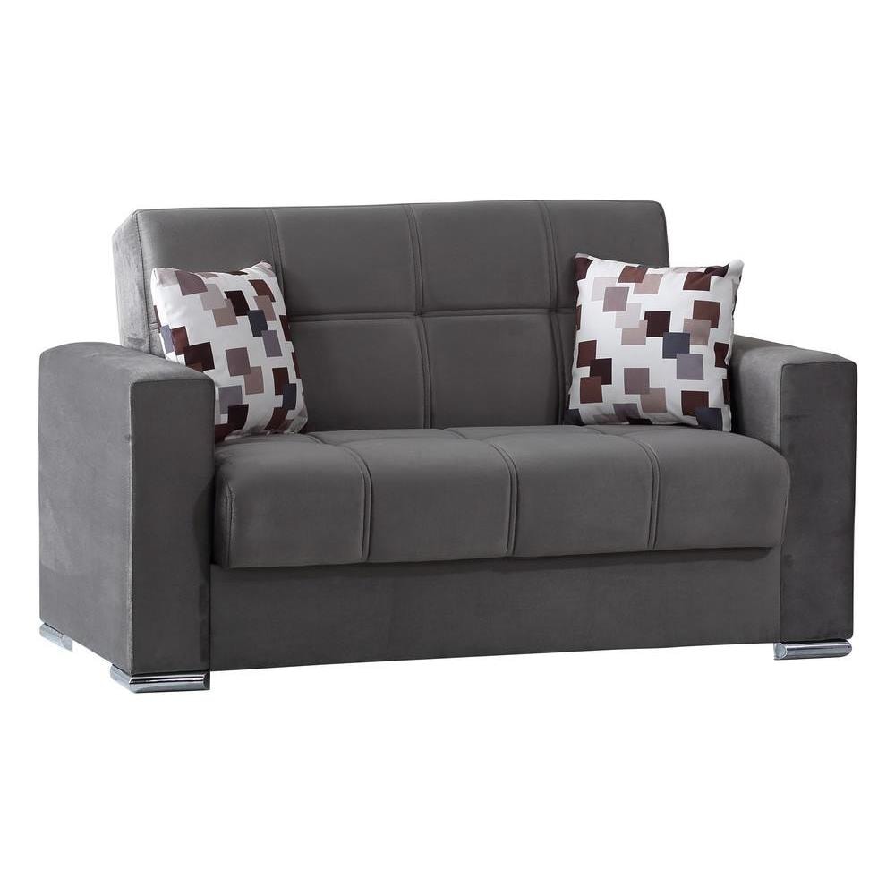 Divano Letto Posti Francisco In Tessuto Grigio, Click-Clack