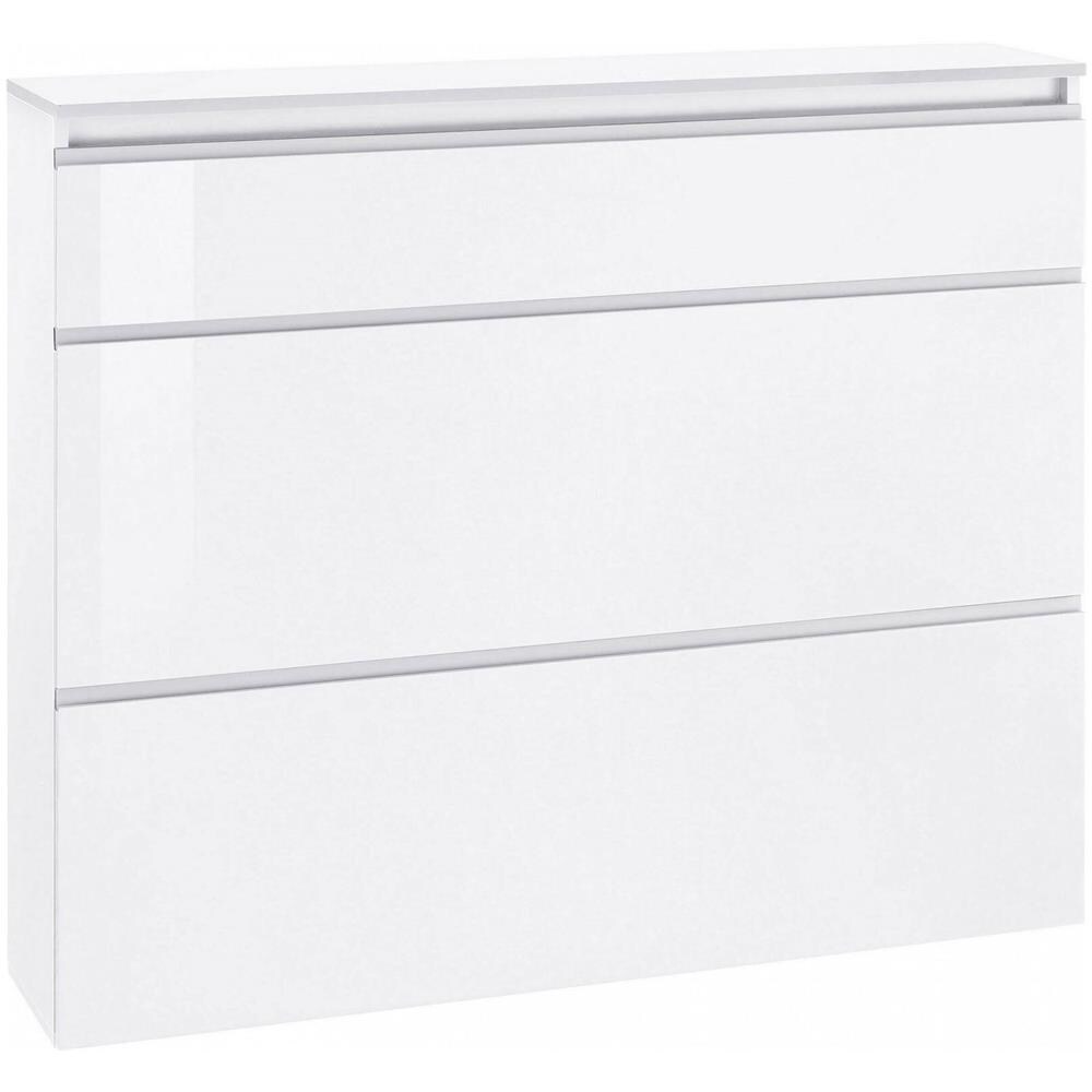 Scarpiera Piero, Mobile Multiuso A 2 Ante E 1 Anta A Ribalta, Portascarpe Da Ingresso, 100% Made In Italy, Cm 120x27h108, Bianco Lucido - Foto 2