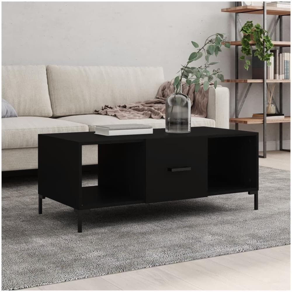 Tavolino Da Salotto Nero 102x50x40 Cm In Legno Multistrato - Foto 1