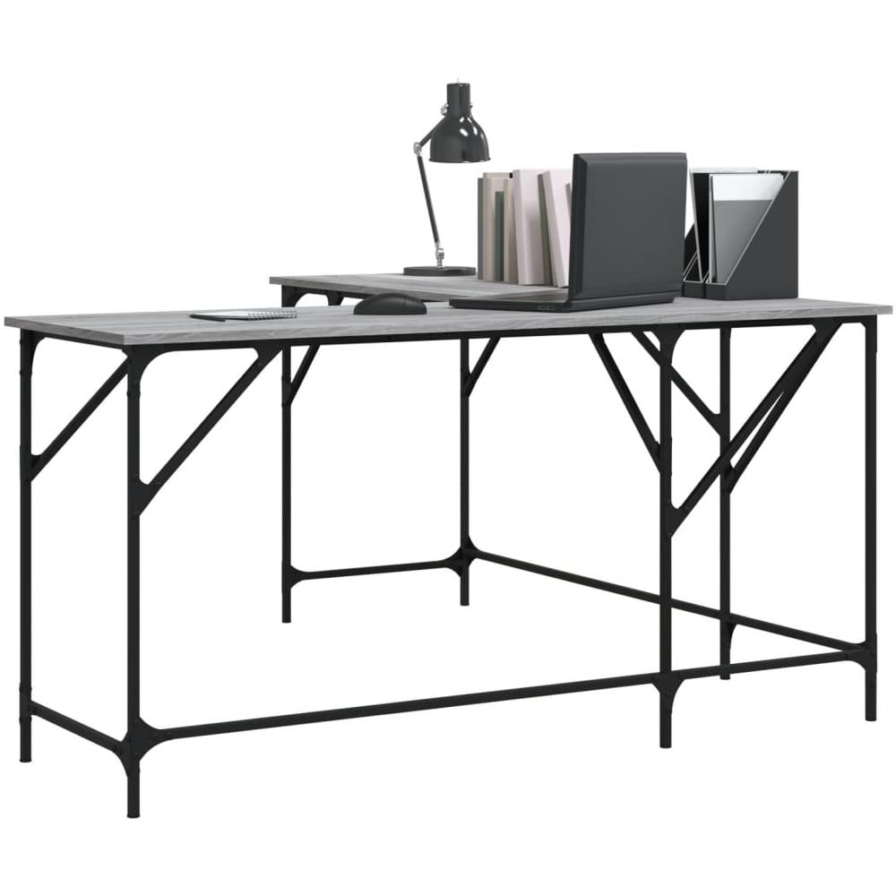 Scrivania Grigio Sonoma 149x149x75 Cm In Legno Multistrato - Foto 3
