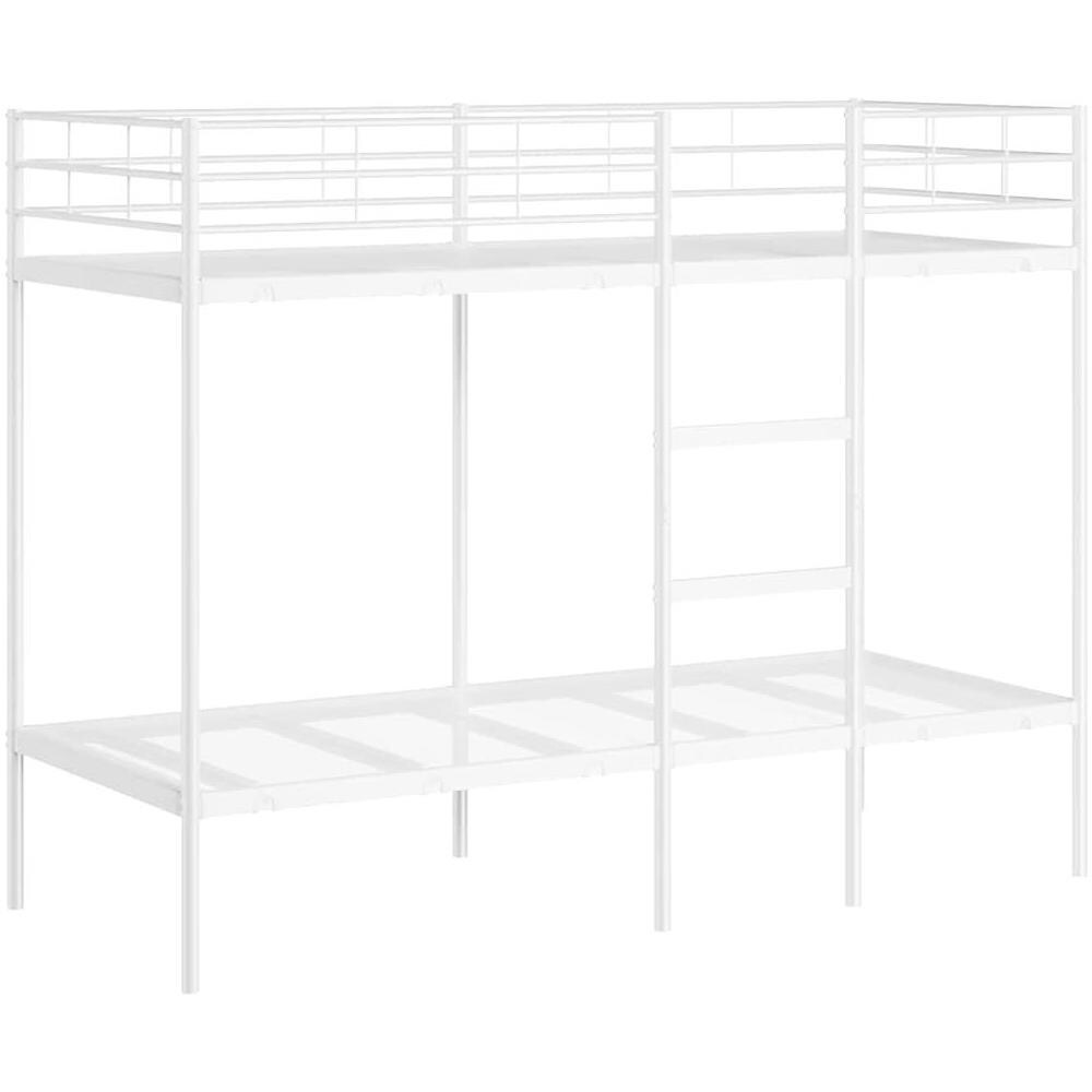 Letto a Castello senza Materasso Bianco 75x190 cm in Acciaio - Foto 1