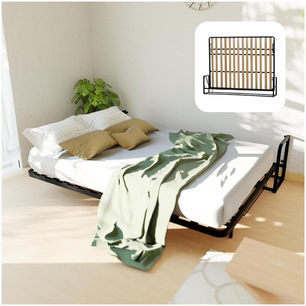 Letto a Scomparsa Orizzontale Classic 200 x 160 - Meccanismo a Pistone a Gas, Supporta fino a 350kg, Design Salva-spazio, Montaggio Facile, Compatibile con Materassi (Spessore Fino a 30cm) - Foto 1