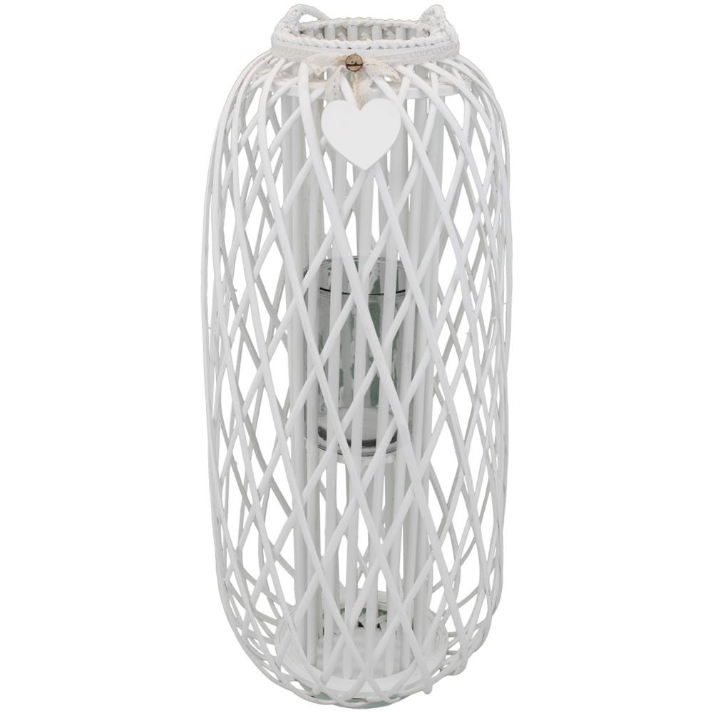 Lanterna In Vimini Bianca Ø 39 X 95 Per Interno E Esterno, Portico, Porta Candela, Porta Fiori, Giardino Decorazioni - Foto 1