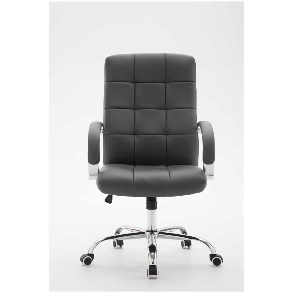 Sedia da Direttore Mikos - Sedia Ufficio in Similpelle Imbottita con Braccioli - Poltrona Direzionale Telaio in Metallo - Sedia Pc Regolabile - Sedia Scrivania Elegante Grigio - Foto 2