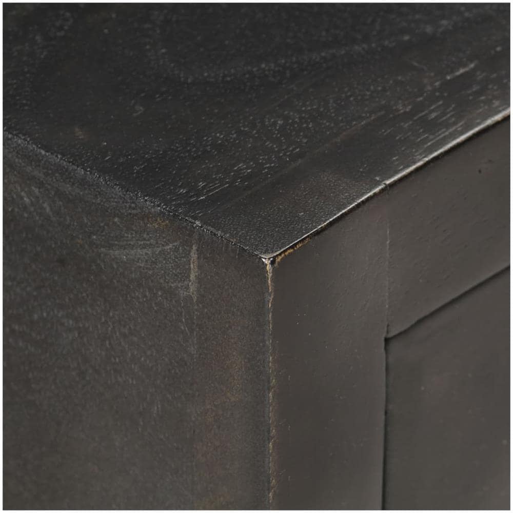 Comodino Nero E Oro 40x30x50 Cm In Legno Massello Di Mango - Foto 2