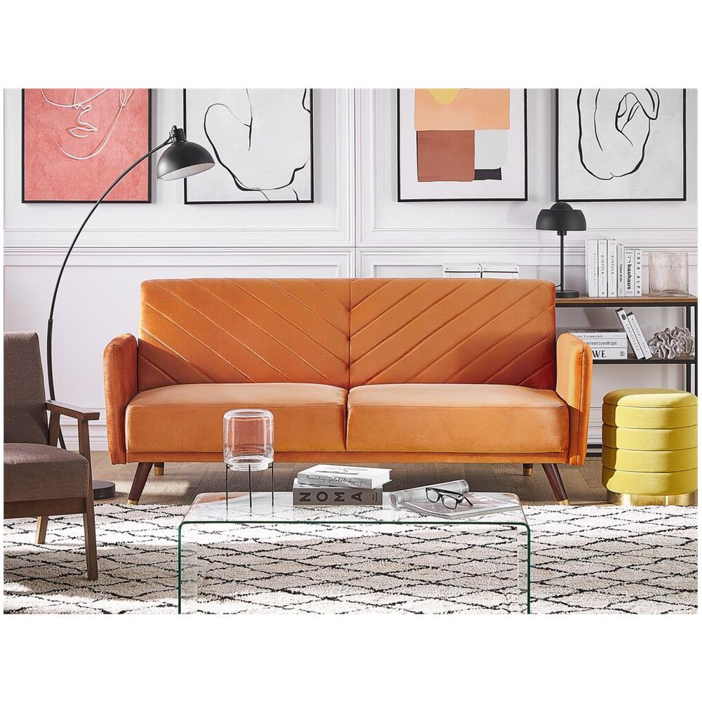 Divano 3 Posti Velluto Arancione Senja - Foto 2