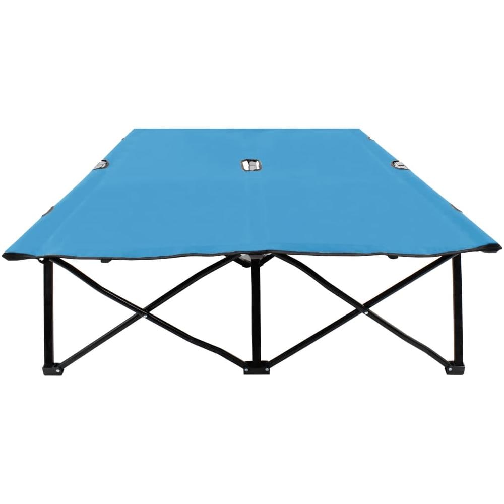 Lettino Prendisole Pieghevole Due Persone Blu in Acciaio - Foto 3