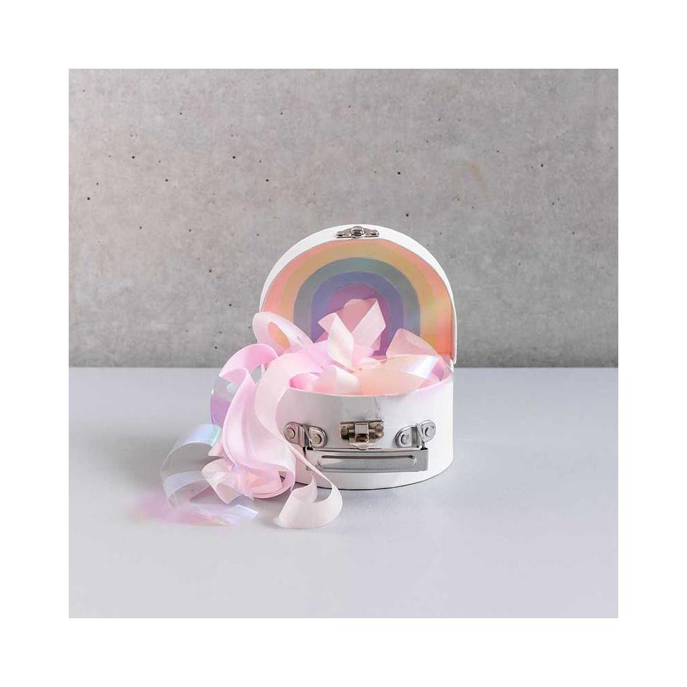 Valigetta Semicircolare In Cartone Bianco Da Decorare 12 X 9 X 6 Cm - Foto 2