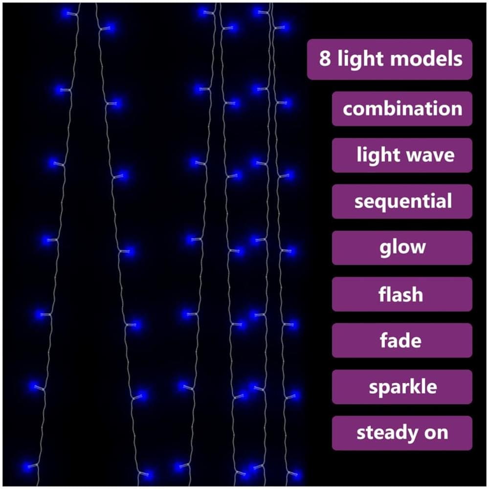 Tenda Luci a Ghiaccioli 3x3m 300 LED Blu 8 Funzioni - Foto 3