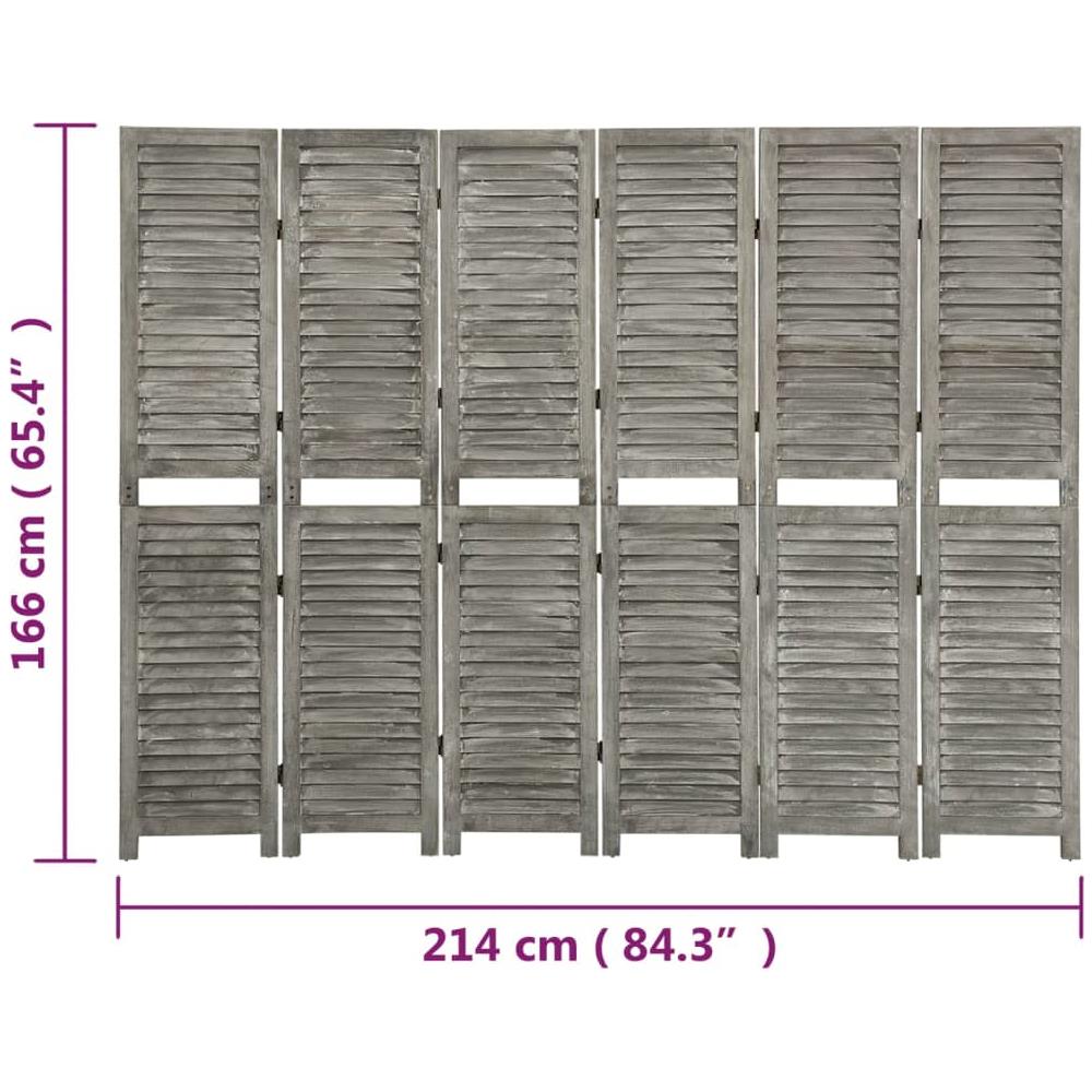 Divisorio A 6 Pannelli Grigio 214x166 Cm In Legno Massello - Foto 7
