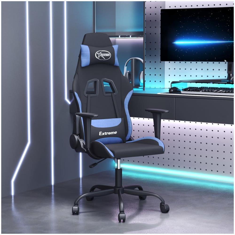 Sedia Da Gaming Nero E Blu In Tessuto - Foto 1