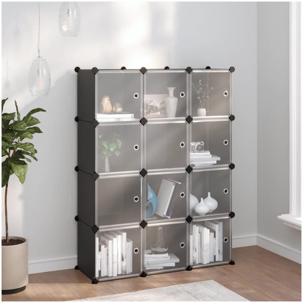 Organizzatore Portaoggetti Con 12 Cubi E Ante Trasparenti In Pp - Foto 1