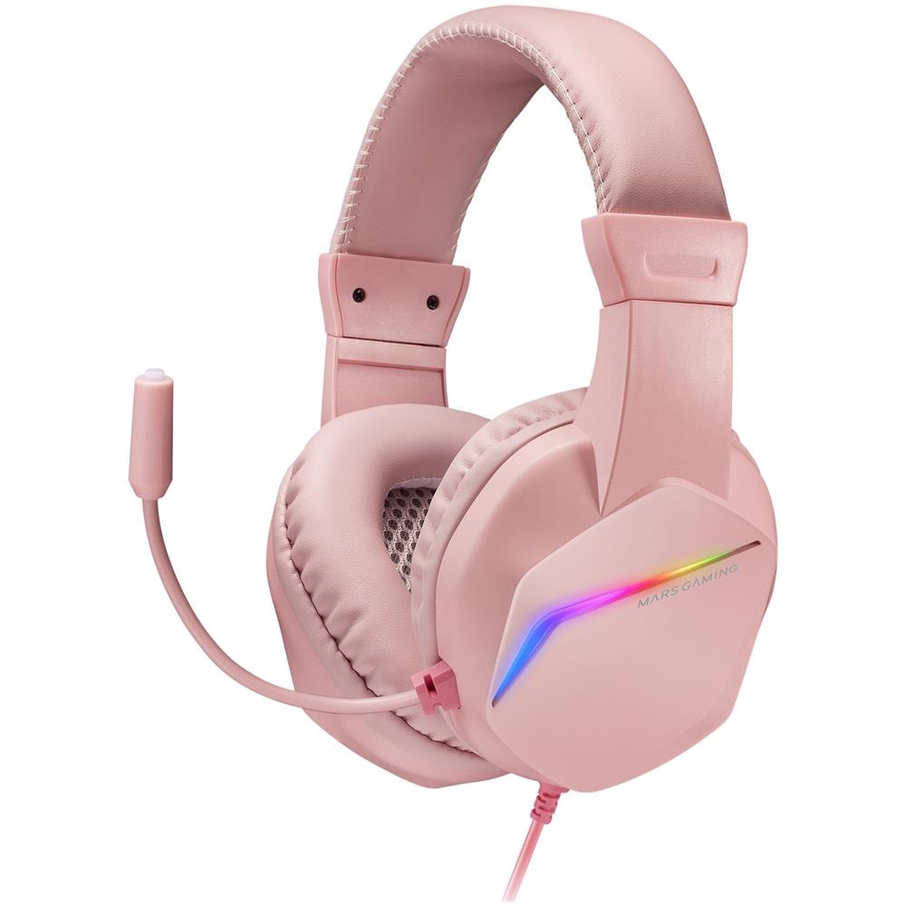 MH122 Cuffia Gaming Stereo Padiglione Auricolare Cablato con Microfono Integrato Colore Rosa - Foto 1