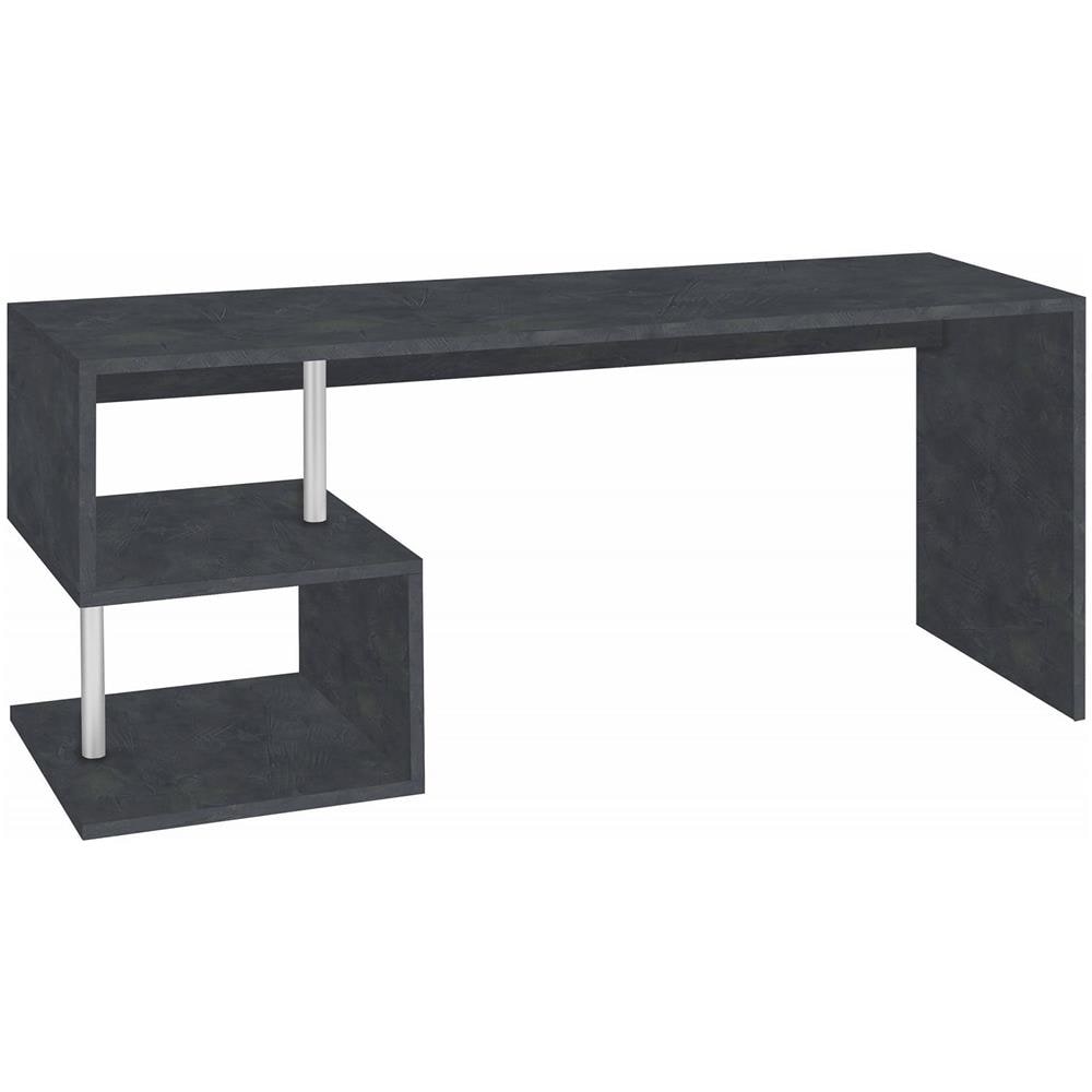 Scrivania Samuel, Scrittoio Lineare Porta Pc, Tavolo Multiuso Per Ufficio, Scrivania Salvaspazio Multiposizione, 100% Made In Italy, Cm 180x60h78, Ardesia - Foto 2