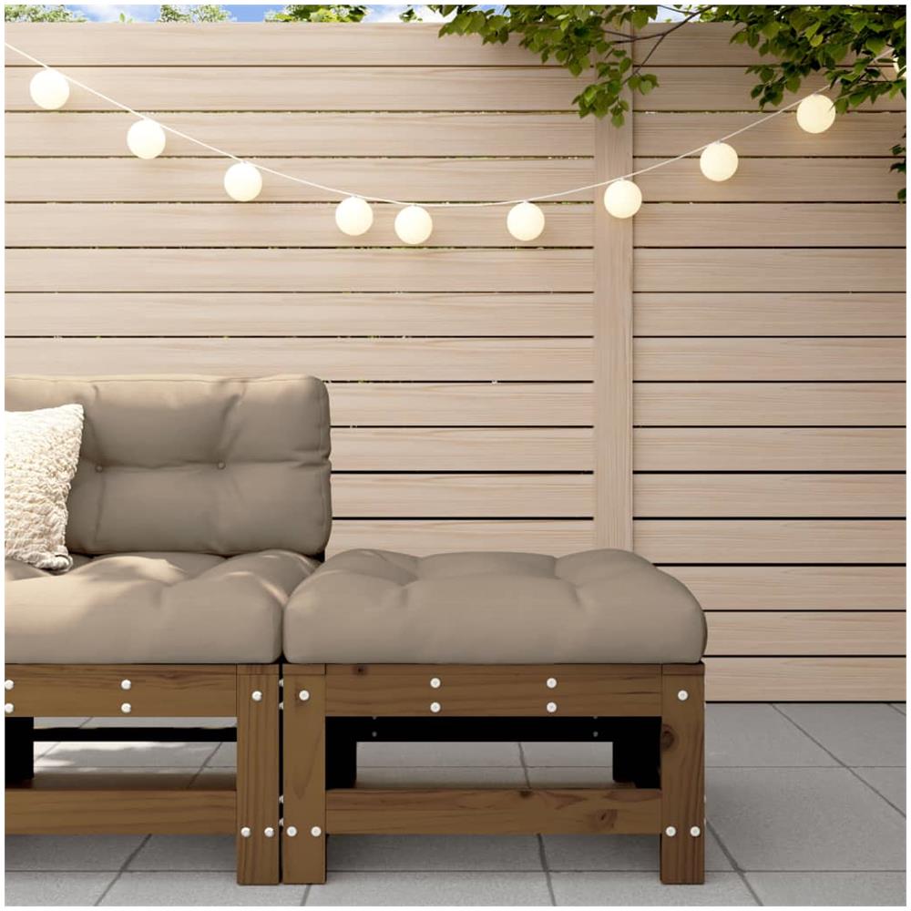 Sgabello Da Giardino Con Cuscino Miele Legno Massello Di Pino - Foto 1