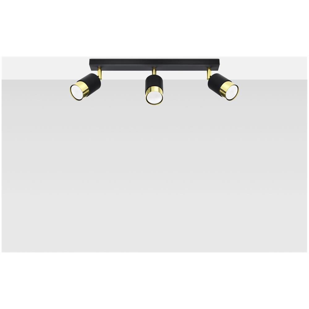 Lampada Da Soffitto Nero 3 Nero /oro Sl. 1071 - Moderno Lampade Da Soffitto Oro Nero 18x45x5 Cm - Foto 2