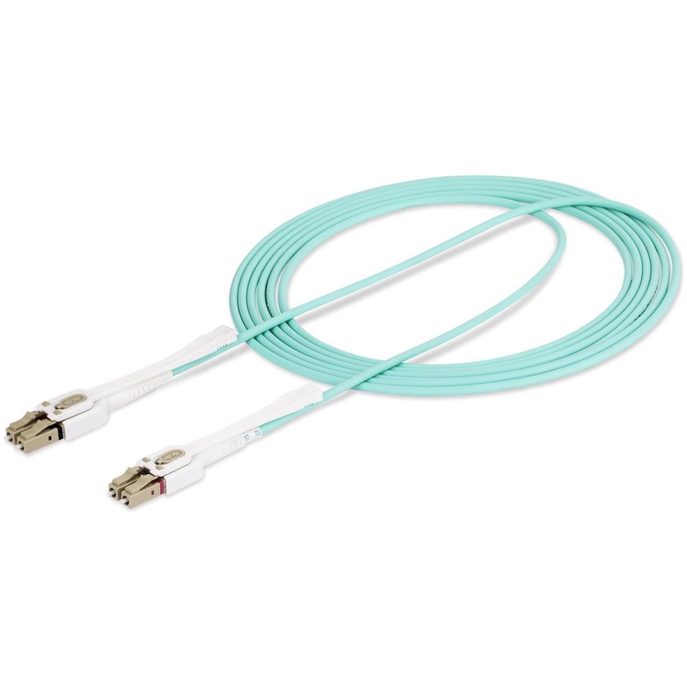 Cavo in fibra ottica multimodale OM4 LC a LC (UPC) con linguette push-pull, 3m, 50/125µm, Reti 100G, Insensibile alla piegatura, Bassa perdita di inserzione, Cavo patch /bretella in fibra ottica LSZH - Foto 5