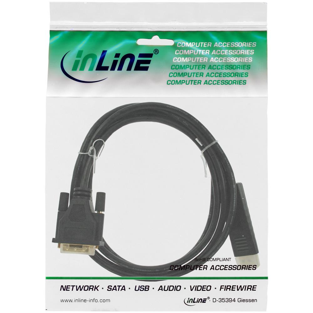 Cavo DisplayPort maschio a DVI-D 24+1 maschio, 2m, dorato, nero - Foto 2