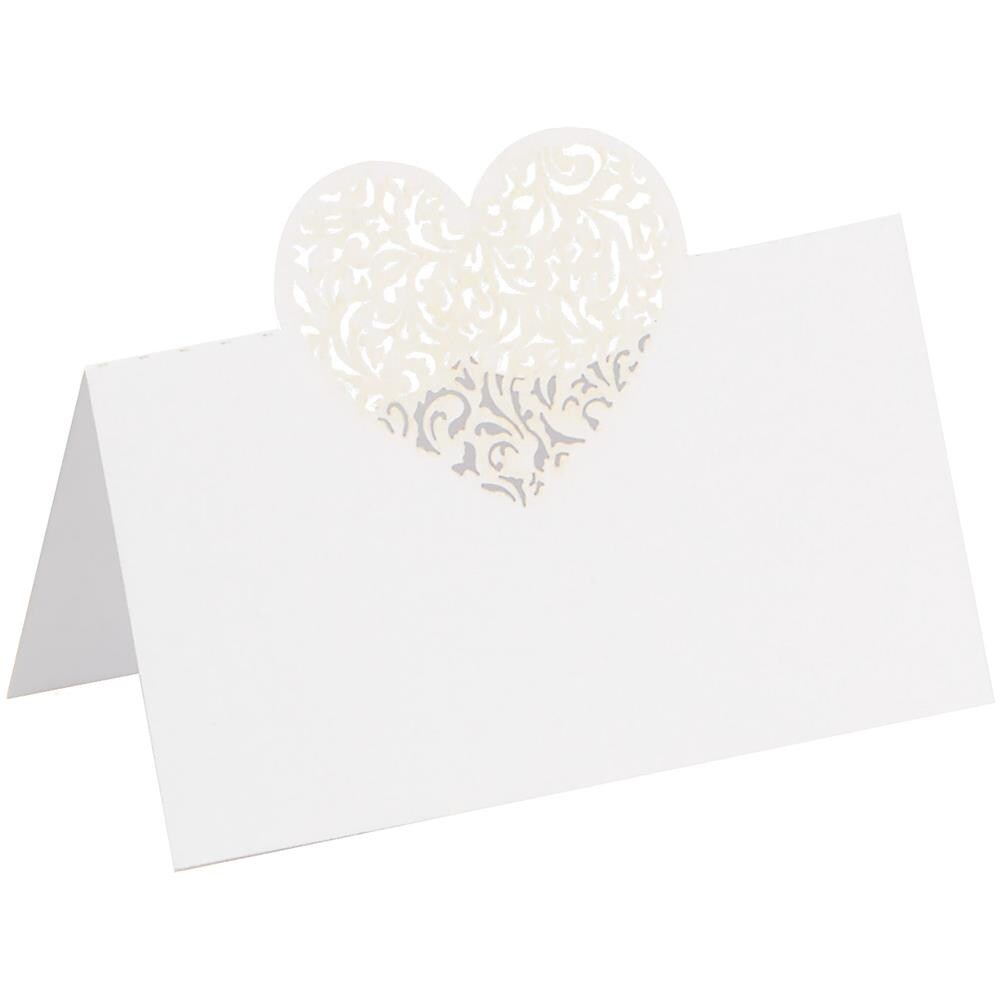 10 Segnaposto Bianchi Cuore 9 X 6 Cm Taglia Unica - Foto 1