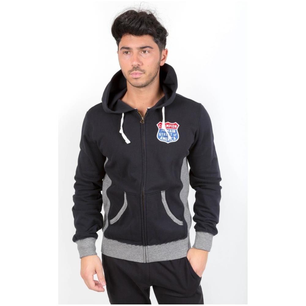 Felpa Full Zip Cappuccio Route 66 Nero Grigio L - Foto 1