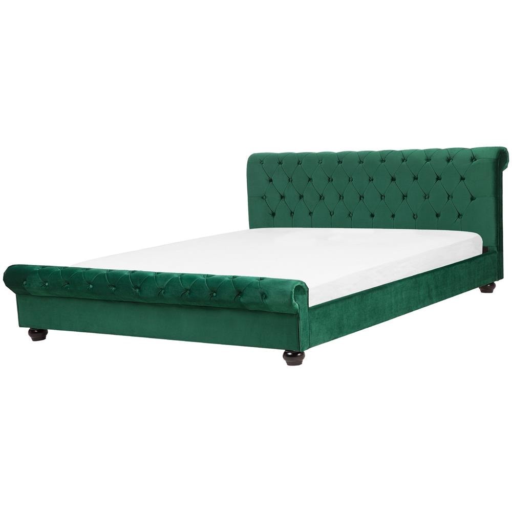 Letto Matrimoniale In Velluto Verde Stile Chesterfield 180x200cm Avallon - Foto 1