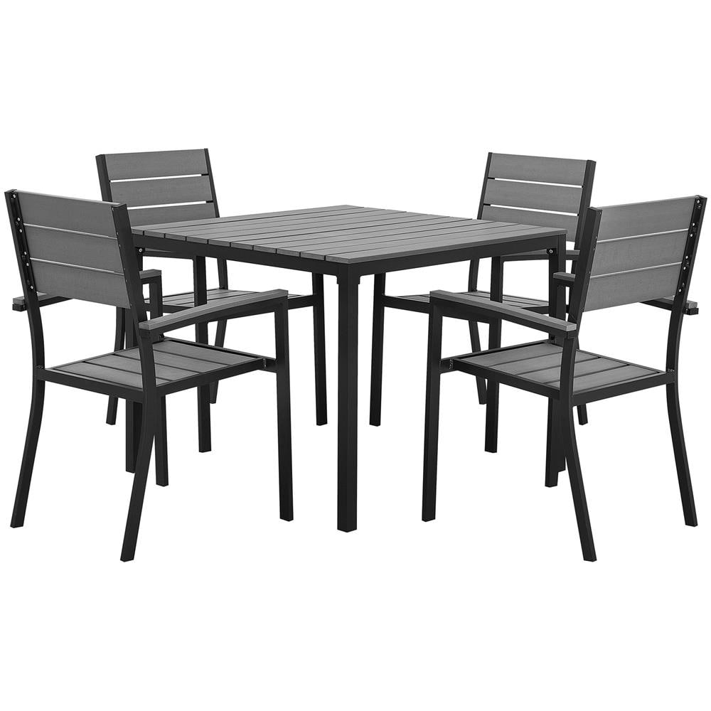 Set Di Tavolo E 4 Sedie In Alluminio Grigio Prato - Foto 1