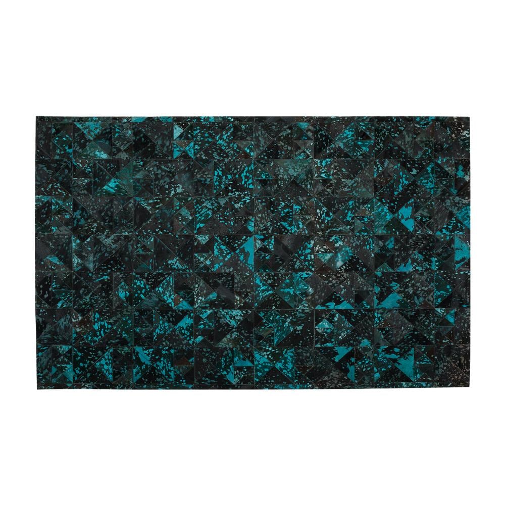 Tappeto In Pelle Nero / Turchese 140 X 200 Cm Atalan - Foto 2