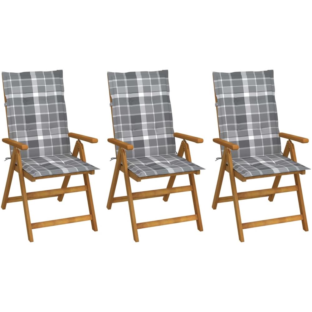 Sedie Da Giardino Pieghevoli 3 Pz Con Cuscini Acacia Massello - Foto 1