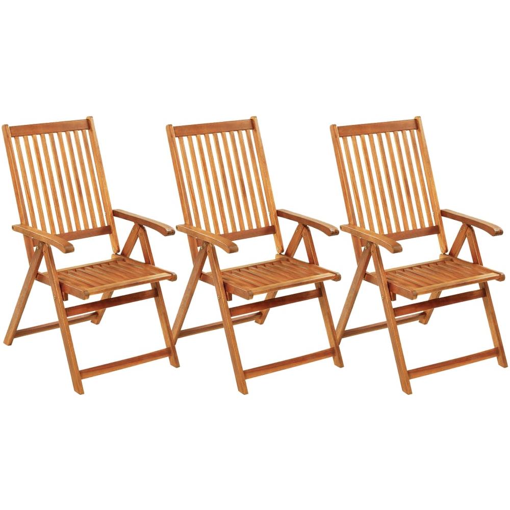 Sedie Da Giardino Pieghevoli 3 Pz Con Cuscini Acacia Massello - Foto 2