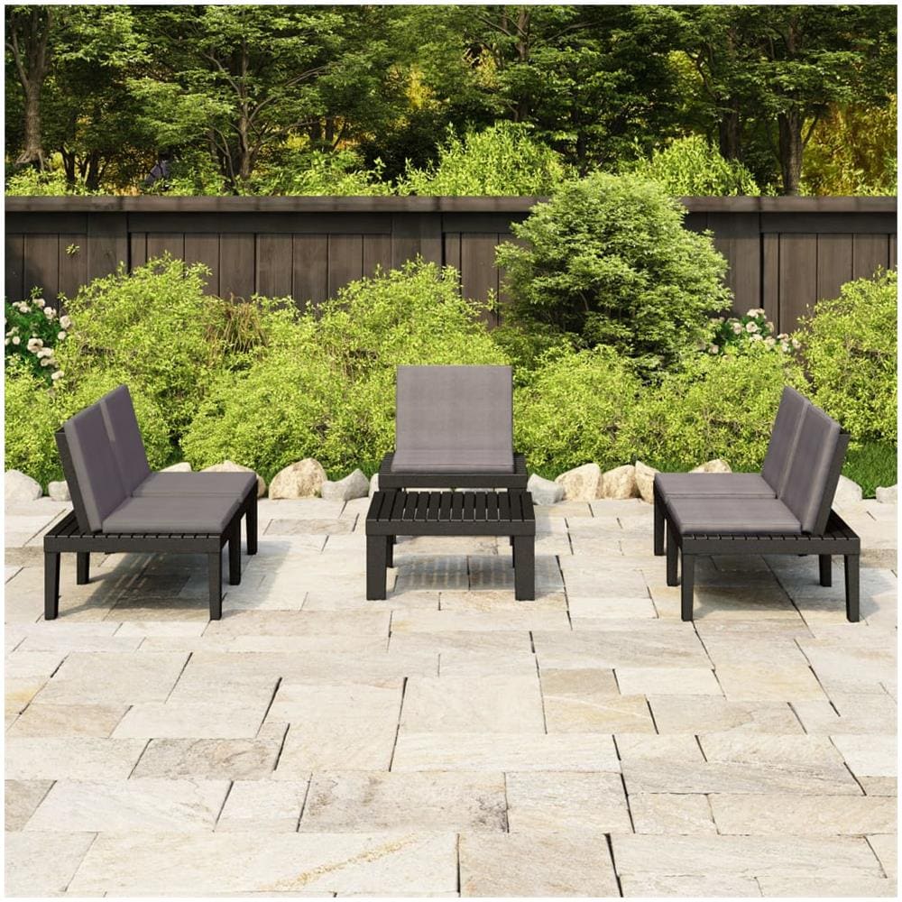 Set Divani Da Giardino Con Cuscini 4 Pz In Plastica Grigio - Foto 1