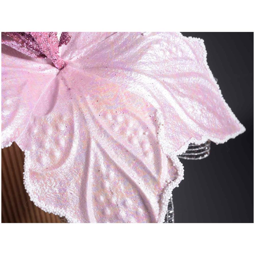 Set 12 Stelle Di Natale Artificiali Con Bacche E Foglie Modellabili Decorazione Per Albero Casa E Negozi - Foto 2