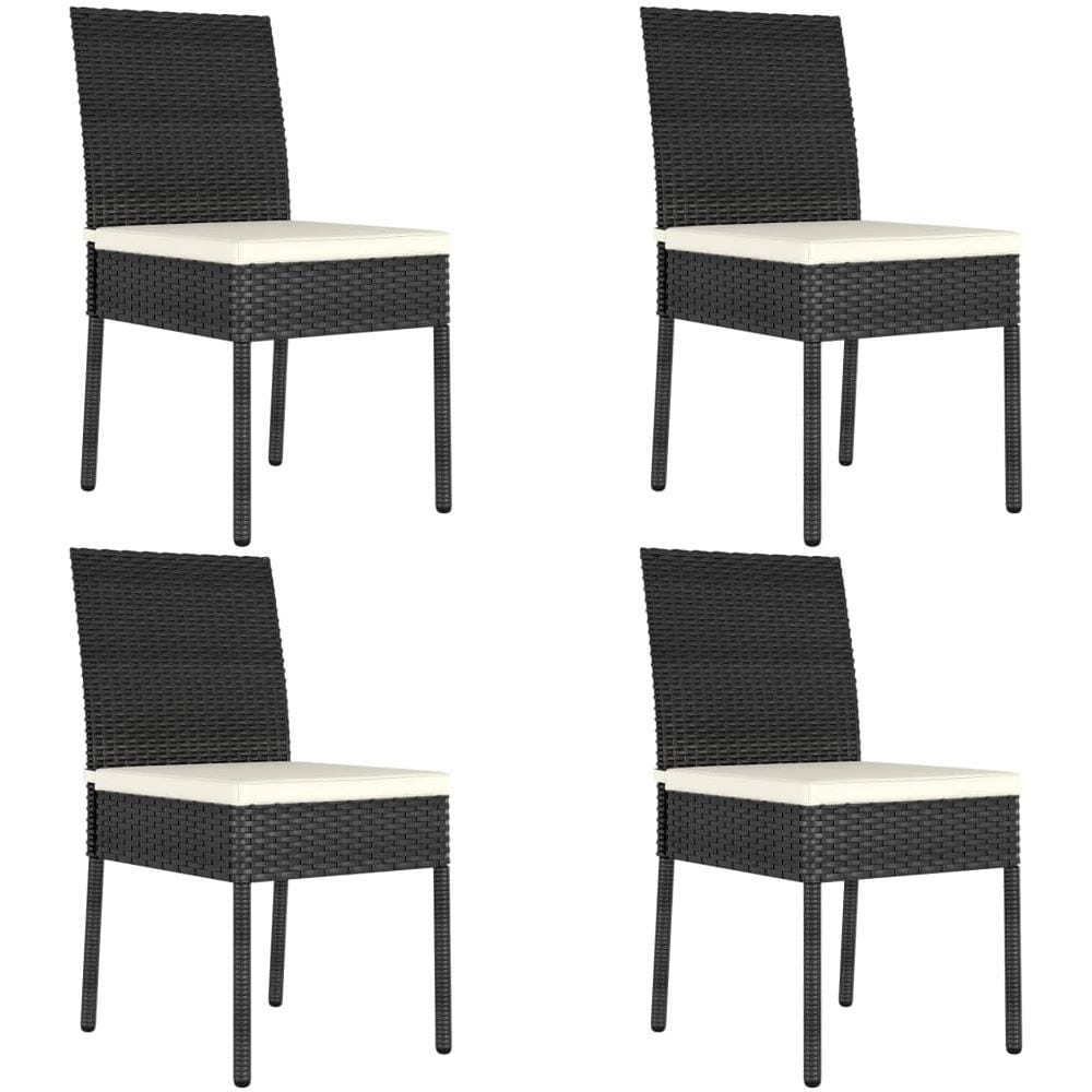 Sedie da Pranzo per Giardino 4 pz in Polyrattan Nero - Foto 1