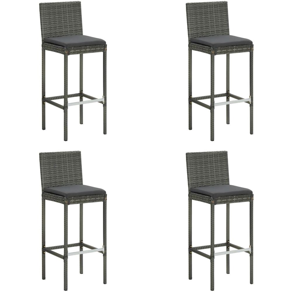 Set da Bar da Giardino 5 pz con Cuscini in Polyrattan Grigio - Foto 1
