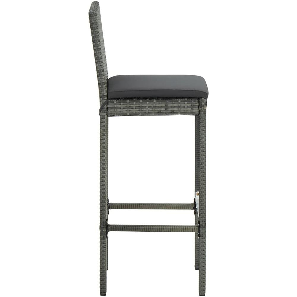 Set da Bar da Giardino 5 pz con Cuscini in Polyrattan Grigio - Foto 3