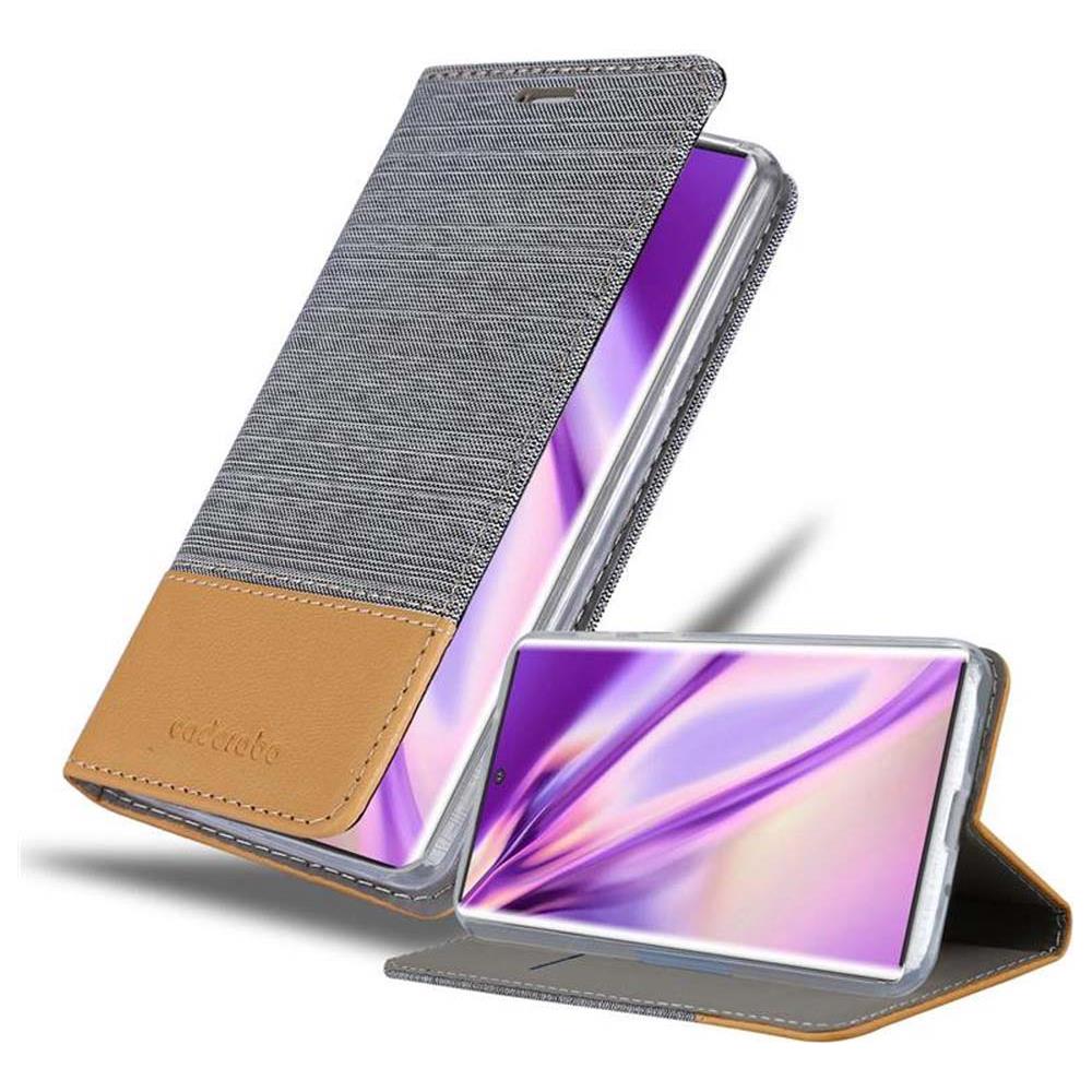 Custodia Compatibile Con Samsung Galaxy Note 10 Plus In Grigio Chiaro Marrone - Coperchio Protettiva Con Chiusura Magnetica, Funzione Stand E Tasca Per Le Carte - Foto 1