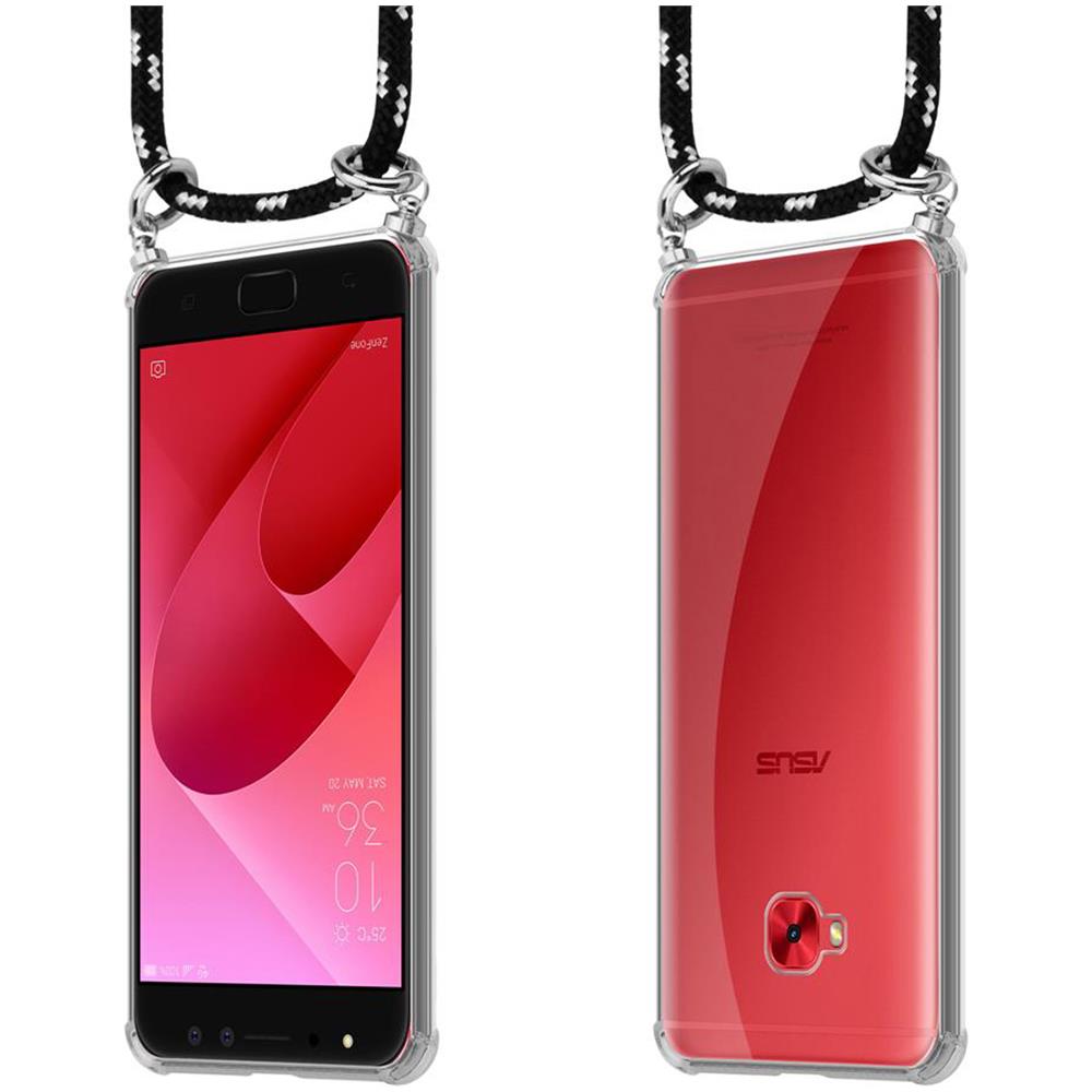 Catena Di Telefoni Cellulari Compatibile Con Asus Zenfone 4 Selfie Pro In Nero Argento - Coperchio Protettivo In Silicone Con Anelli D'argento, Cinturino In Corda E Custodia Staccabile - Foto 8
