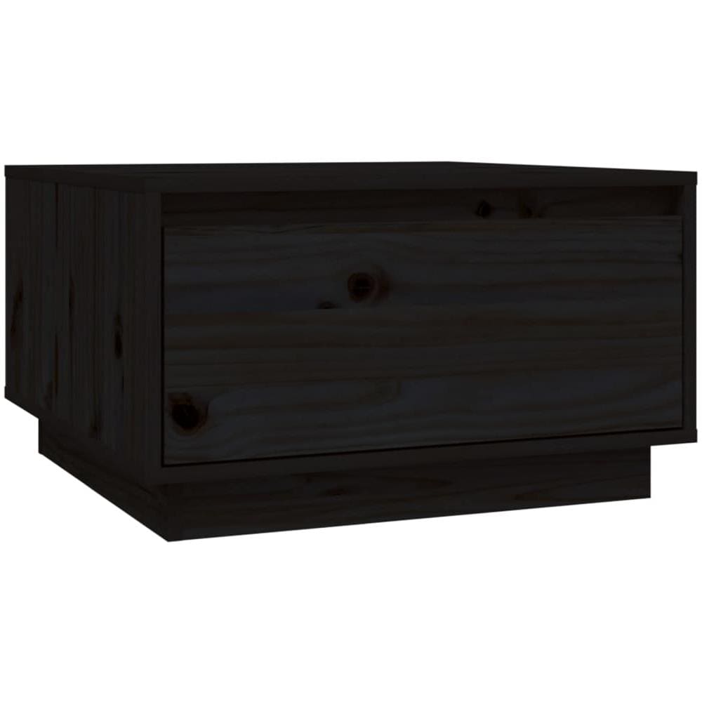 Tavolino Da Salotto Nero 55x56x32 Cm Legno Massello Di Pino - Foto 2
