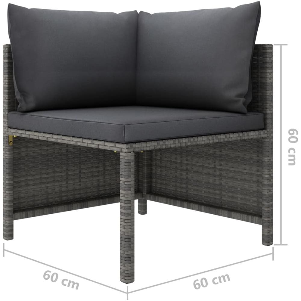 Set Divani Da Giardino 7 Pz Con Cuscini In Polyrattan Grigio - Foto 2