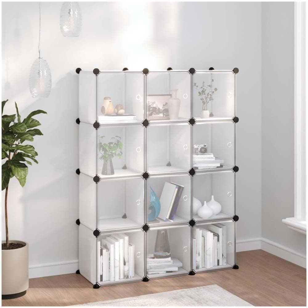 Organizzatore Portaoggetti Con 12 Cubi E Ante Trasparenti In Pp - Foto 1