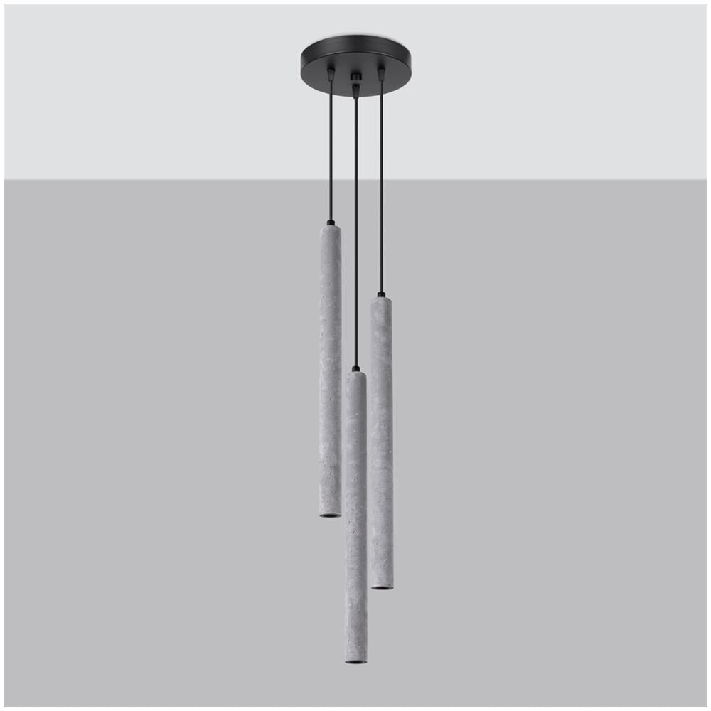 Lampada A Sospensione Pastelo 3p In Cemento Sl. 1273 - Moderno Lampade A Sospensione Grigio 115x19.5x19.5 Cm - Foto 2