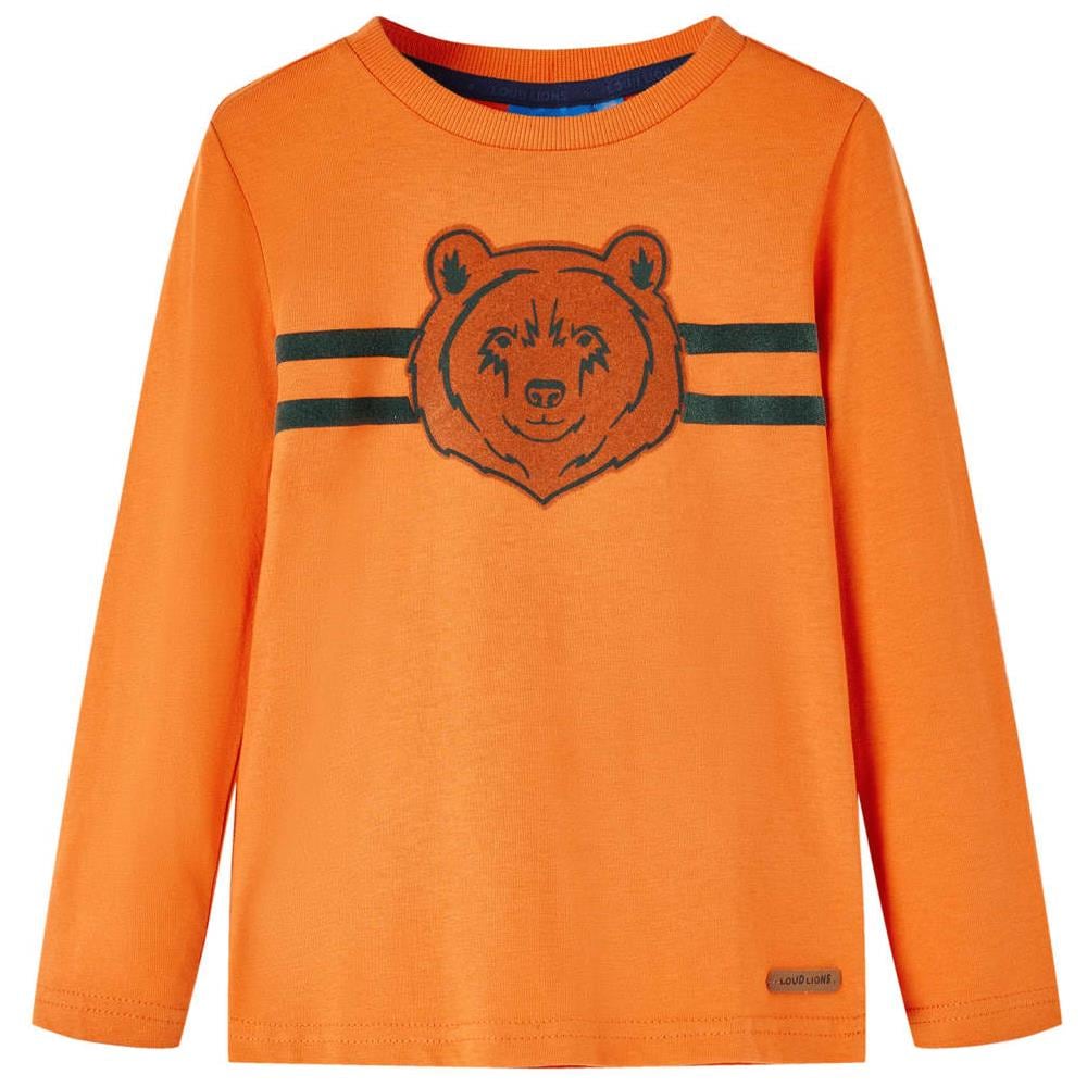 Maglietta Per Bambini A Maniche Lunghe Stampa Orso Arancione Scuro 128 - Foto 1