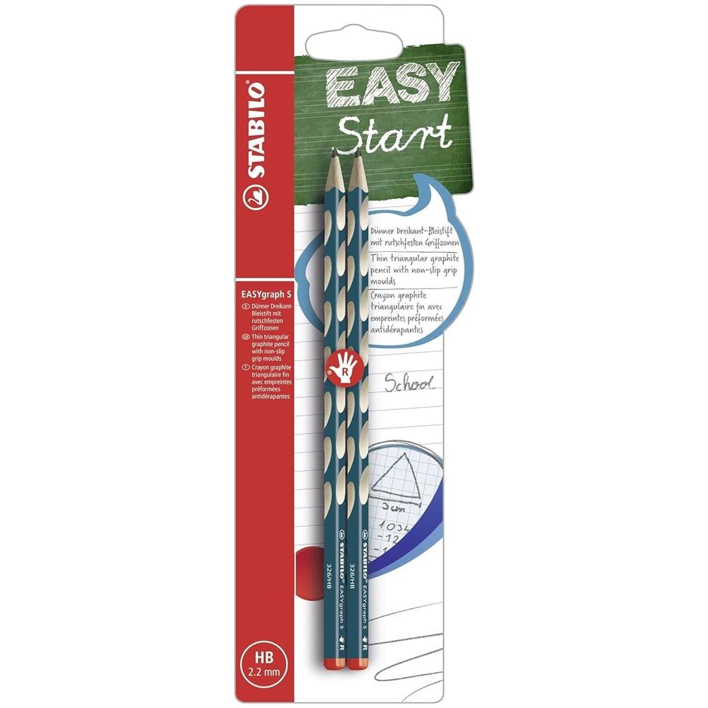 EASYgraph S - Matita Ergonomica triangolare Sottile - per Destrimani - Petrolio - Pack da 2 - Gradazione HB - Foto 1